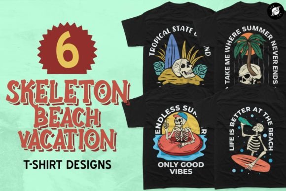 Download Skeleton Summer Beach T-shirt Designs - Design Collection
