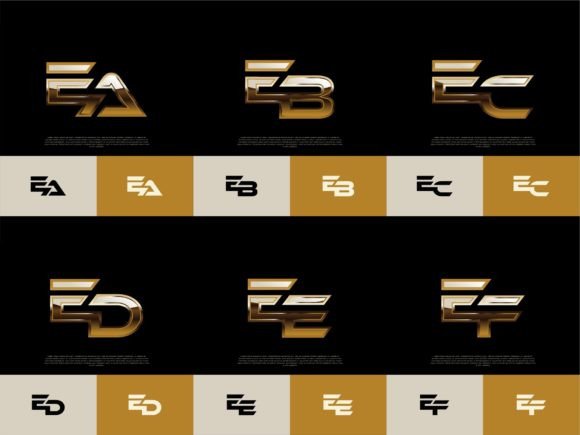 Download 6 Sets of EA-EF Initials Luxury Logos - Logo Collection