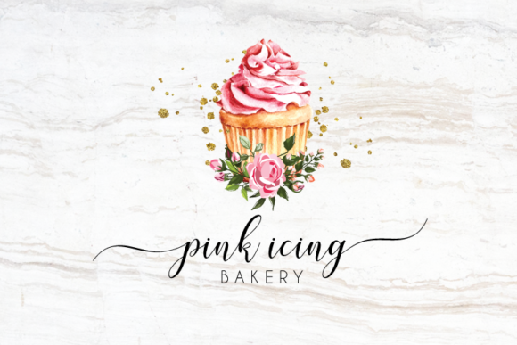 Download Watercolor Pink Cupcake Logo Design - Logo Collection