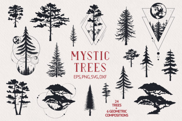Download Hand Drawn Mystic Trees Collection - Tree Collection
