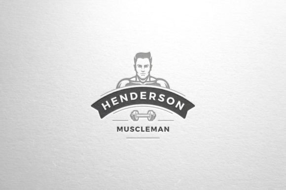 Download Muscular Male Bodybuilder Retro Logo - Logo Collection