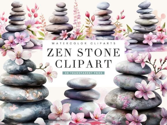 Download Zen Stones Spa Art Clipart Bundle - Stone Collection
