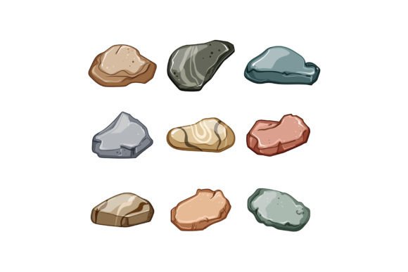 Download Pebble Stone Set Cartoon Vector Illustra - Stone Collection
