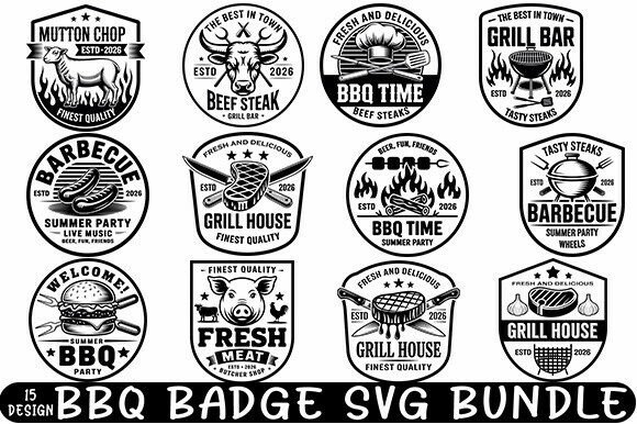 Download BBQ Badge SVG Bundle, Vintage Grill Logo - Logo Collection
