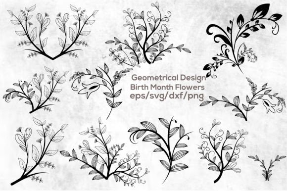 Download Geometrical Design Birth Month Flowers - Design Collection