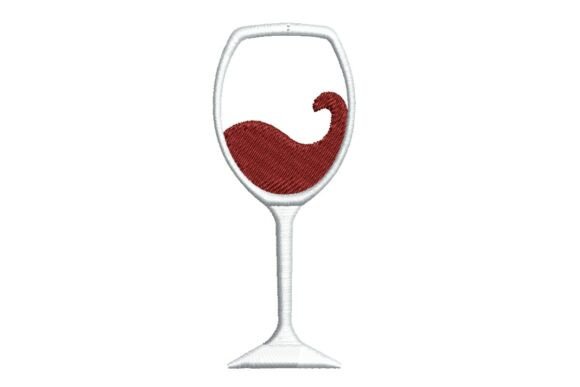 Download Swirling Red Wine Glass Embroidery Design - Design Collection