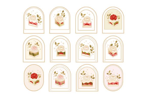 Download Cute Strawberry Cake Label &amp; Logo Set - Logo Collection
