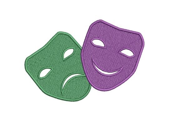 Download Comedy and Tragedy Theater Masks Embroidery Design - Design Collection