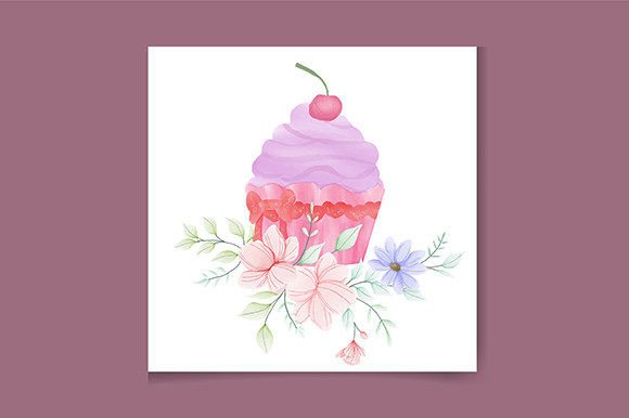 Download Watercolor Pink Cupcake Logo Design - Logo Collection