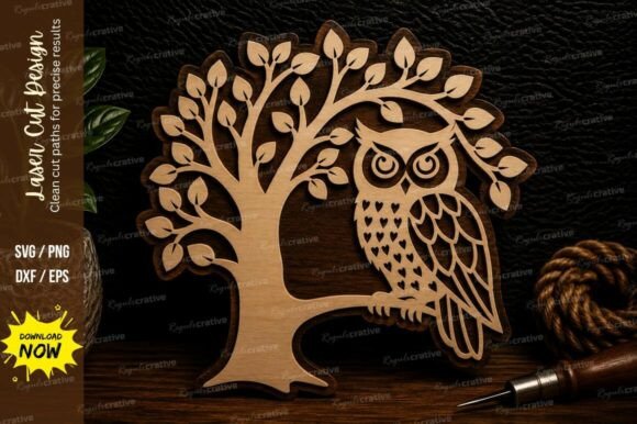 Download Owl Tree Laser Cut Svg Design Owl Tree - Design Collection