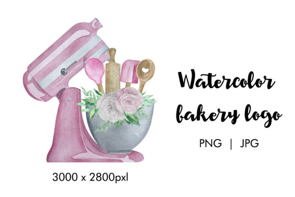 Download Bakery Logo with Mixer and Flowers - Logo Collection