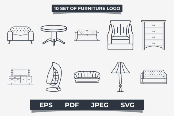 Download Set of Furniture Logo Line Art Style - Logo Collection