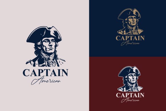 Download American Captain Silhouette Retro Logo - Logo Collection